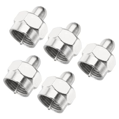 DMiotech 5-Pack F Male Cap Cover Coaxial Connectors, Nickel-Plated