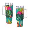 SamLng Tropical Cocktail Print Ice Bully Tumbler with Handle, Portable for Hot and Cold Drinks view 3