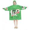 Wearable Blanket Hoodie, Oversized Hooded Sweatshirt, Green Cow view 1