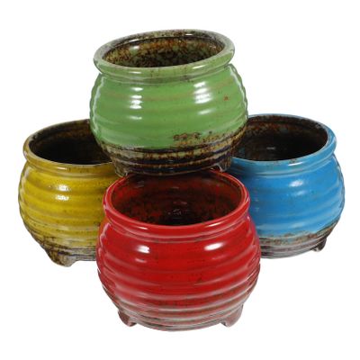 VINTORKY Ceramic Plant Pots, 4-Pack, with Drainage Holes for Succulents, Cacti, and Small Indoor Plants