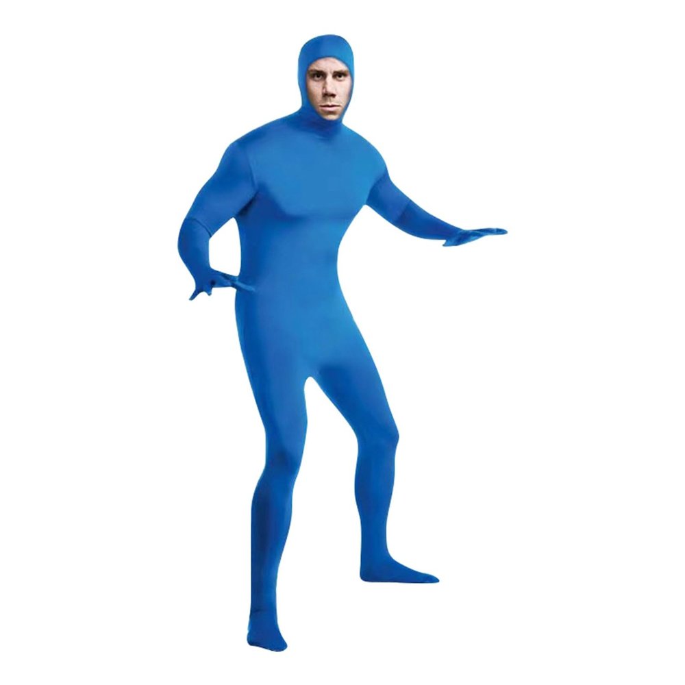 Alien Costume Bodysuit Unisex Full-Body Open-Face Zentai Suit for Men and Women, Halloween Carnival Cosplay Jumpsuit Unitard, Sky Blue, XXXL