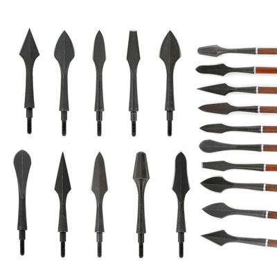 Poearcus Archery Broadhead Arrowheads, High-Carbon Steel, Universal Thread, 10-Pack, Type 8