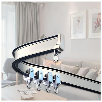 Flexible Aluminum Curtain Track, Ceiling-Mounted Room Divider, Blue, 1.90 m/6.23 ft (2 × 0.95 m)