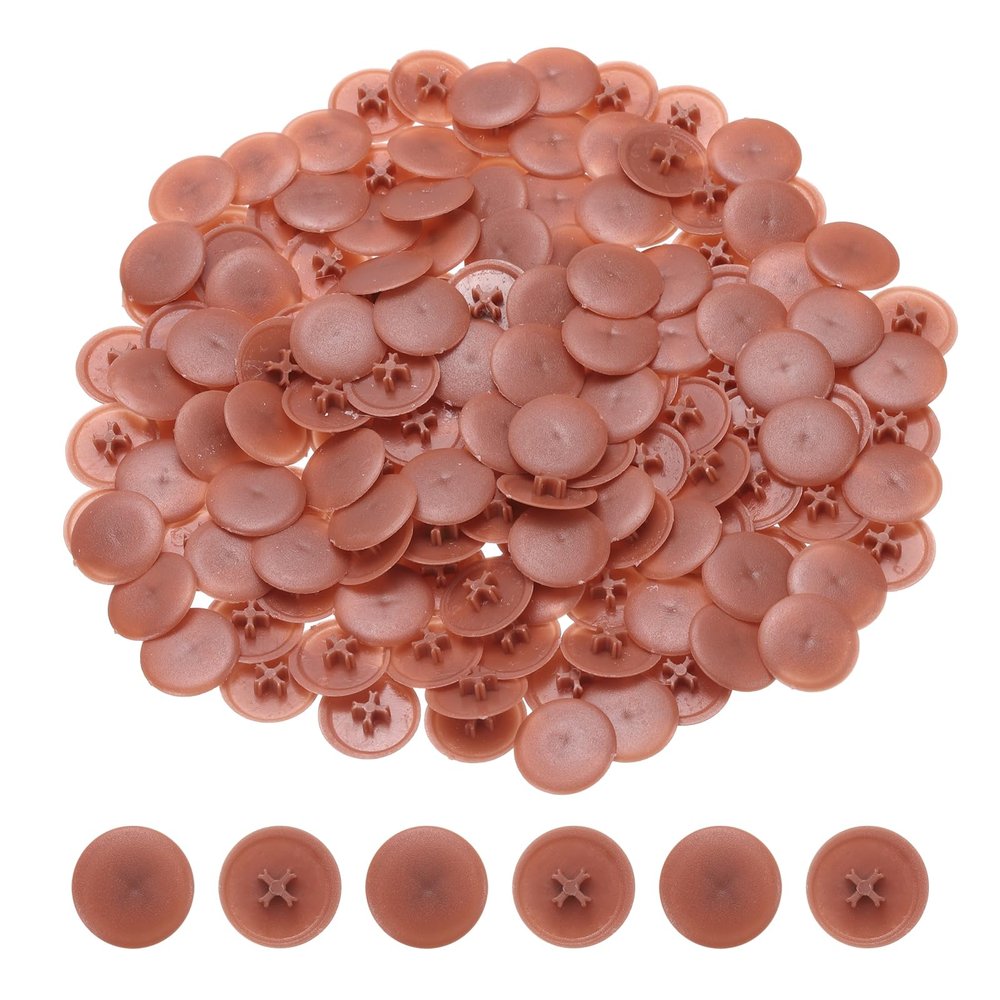 QUARKZMAN 228-Piece 17 mm Plastic Screw Covers for Phillips Cam-Lock Nuts, Reddish Brown