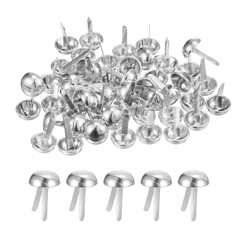 QUARKZMAN 100-Piece Silver Bag Stud Spike Rivets, 12 mm Round Leather Bag Feet