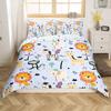 Loussiesd Kids Zoo Animals Duvet Cover Set, Lion & Monkey, Blue, 135 x 200 cm view 3