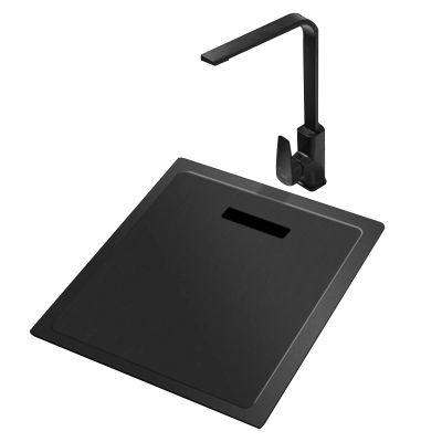 TMKDNNKG Undermount Kitchen Sink, Black, Square Single Bowl, 25 x 40 x 21.5 cm