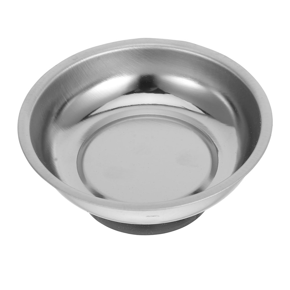 CHILDWEET Magnetic Parts Tray, Round Stainless Steel Bowl with Rubber Base