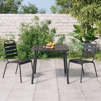 NQJIBUE Home Garden, 3-Piece Outdoor Dining Set, Anthracite Steel