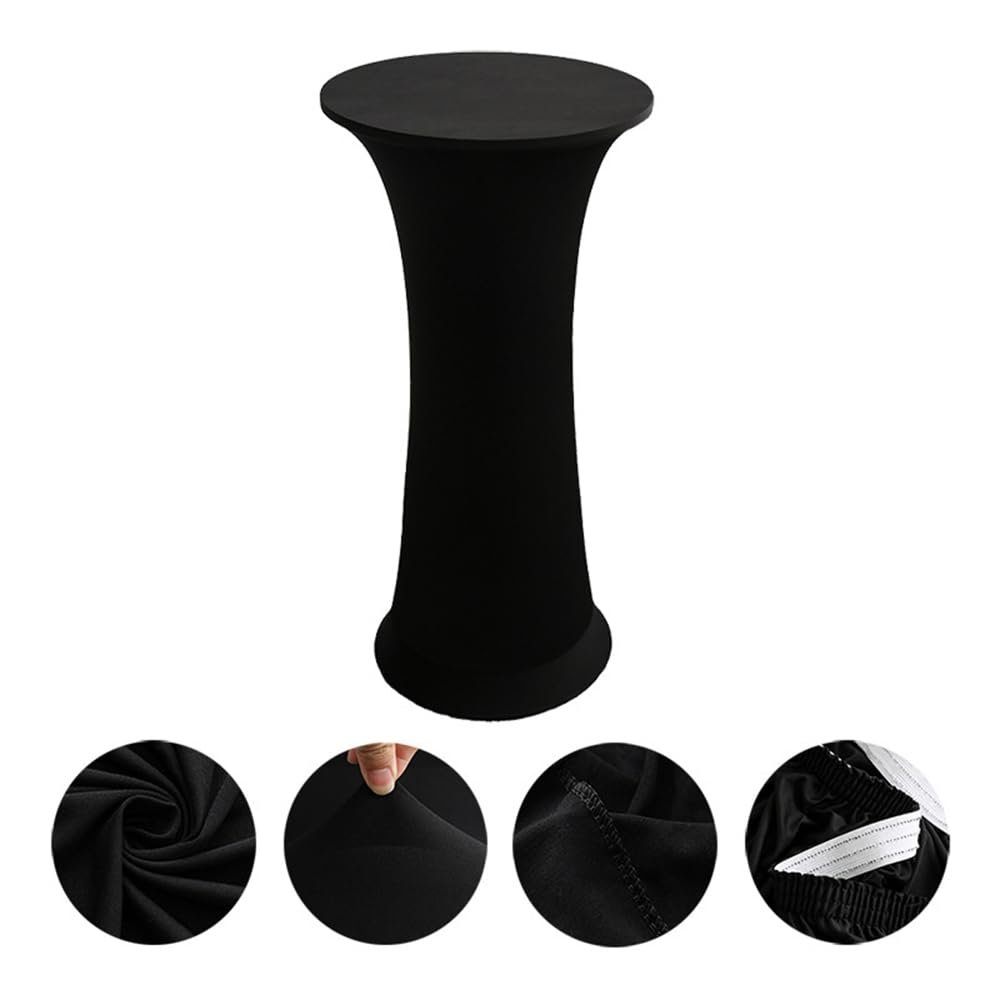 2-Piece Solid-Color Elastic Cocktail Table Covers, Black, 60 x 110 cm