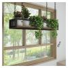 Hanging Ceiling Rack, 120 cm, Kitchen Shelf, Plant Stand, Wood and Metal, Rectangular view 1