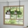 Hanging Ceiling Rack, 120 cm, Kitchen Shelf, Plant Stand, Wood and Metal, Rectangular view 3