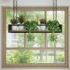 Hanging Ceiling Rack, 120 cm, Kitchen Shelf, Plant Stand, Wood and Metal, Rectangular view 4