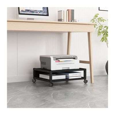 Mobile Printer Stand with Locking Casters, Compact Shelf for Mini 3D Printers, Black
