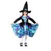 Sincere Party Halloween Witch Costume for Girls, Deluxe Blue Witch Dress with Hat, Irregular Skirt, Ages 5–6 view 1