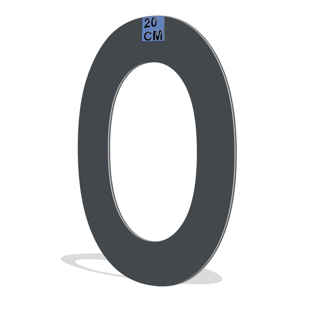 20 cm 3D House Numbers and Letters – Weather-Resistant Aluminum, Anthracite O