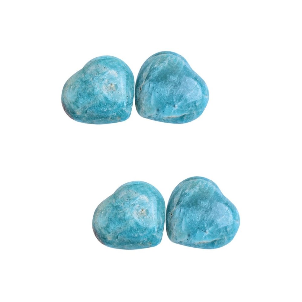 Cabilock 2 Sets Sky-Blue Natural Stone Heart Decorations, 4 Pieces