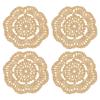 QUARKZMAN 4-Piece Round Crochet Lace Coasters, Light Khaki view 1