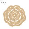 QUARKZMAN 4-Piece Round Crochet Lace Coasters, Light Khaki view 3