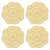 QUARKZMAN 4-Piece Crochet Lace Coaster Set, Round, Light Yellow view 1