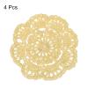 QUARKZMAN 4-Piece Crochet Lace Coaster Set, Round, Light Yellow view 3