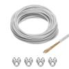 QUARKZMAN 15 m x 6 mm PVC-Coated Galvanized Steel Wire Rope with 4 M6 Clamps, Clear view 1