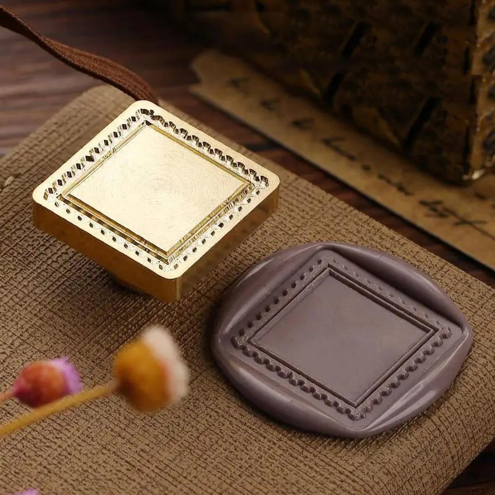 Wax Seal Stamp Set with Photo-Holding Retro Frame, Copper Stamp, Style 17