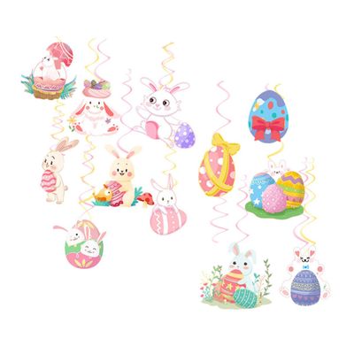 MAGICLULU Easter Egg Hanging Decorations with Bunny Motif