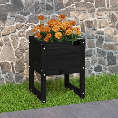 NQJIBUE Home Garden Black Planter, 40 x 40 x 52.5 cm, Solid Pine