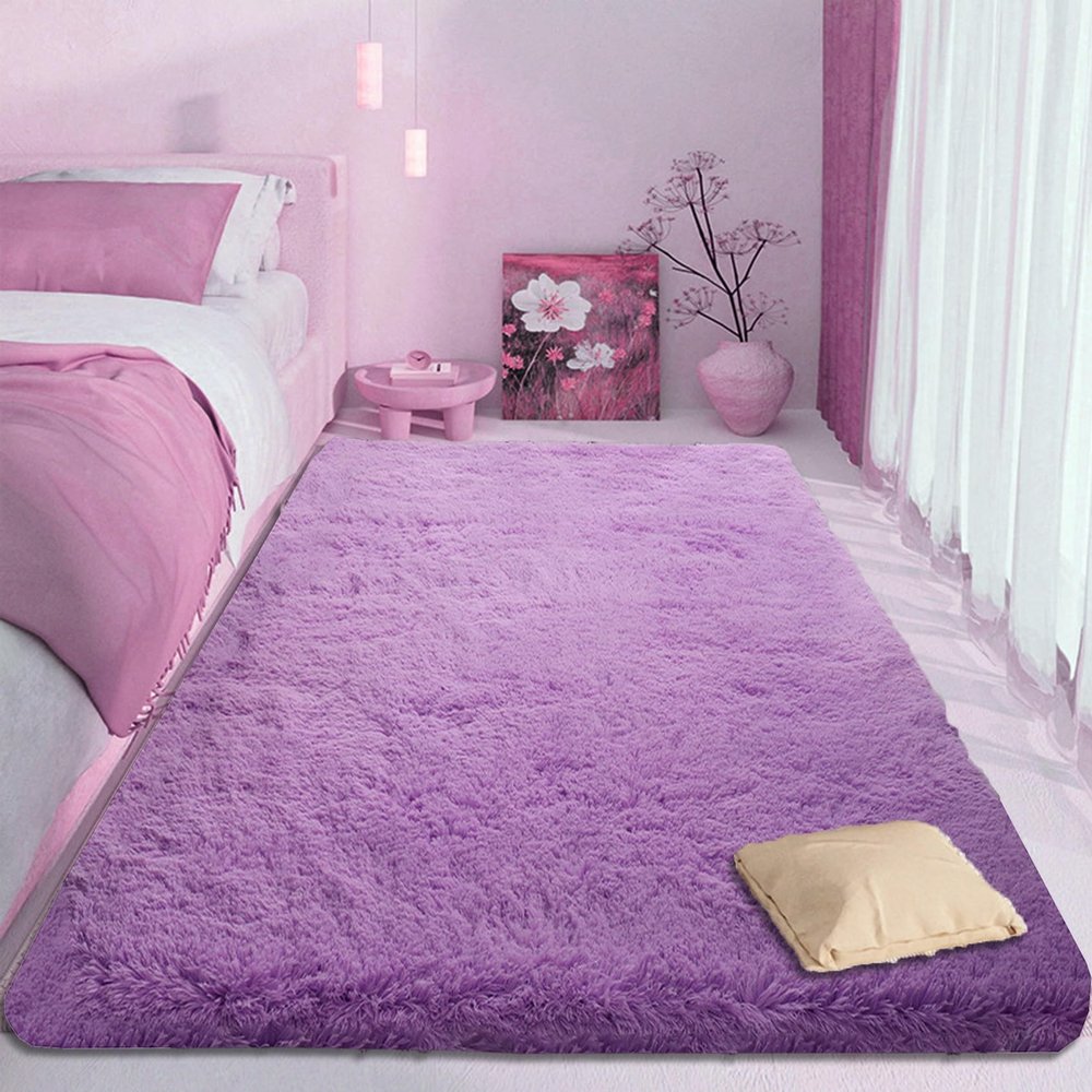 CUIMEI Shaggy Bedroom Runner Rug 180 x 300 cm, Purple