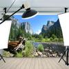 Aoihrraan 9 x 6 ft Nature Landscape Photography Backdrop, Mountain River Pine Forest view 2