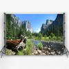 Aoihrraan 9 x 6 ft Nature Landscape Photography Backdrop, Mountain River Pine Forest view 3