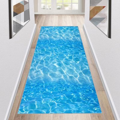 Siunwdiy Washable Non-Slip Runner Rug, Blue 3D Pattern, Customizable Length, 140 x 100 cm