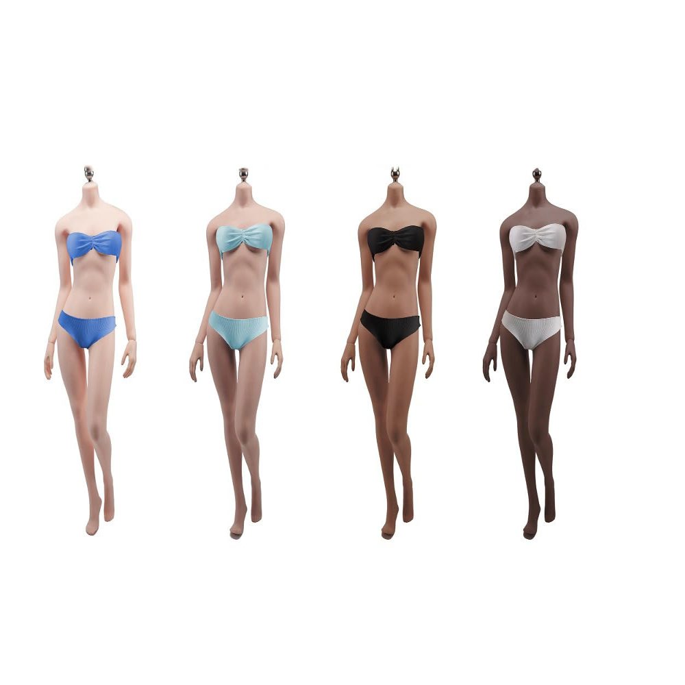 VUSLB 1/6-Scale Female Body, 12-Inch Seamless Super-Flexible Action Figure Body, Medium Bust, S02B Black Skin
