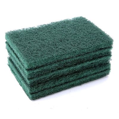 5 Industrial Abrasive Hand Scrubbing Sponges for Cleaning and Finishing, Green