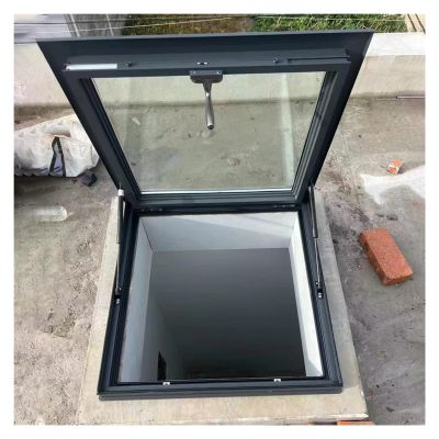 Galvanized Steel Roof Hatch with Double-Glazed Tempered Glass, 65 x 90 cm