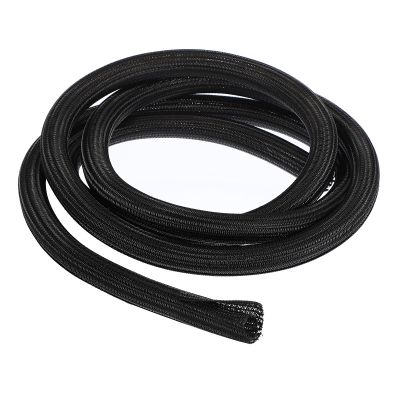 QUARKZMAN 10 ft x 1 in PET Expandable Braided Cable Sleeve, Flexible Cable Management and Protection, Black