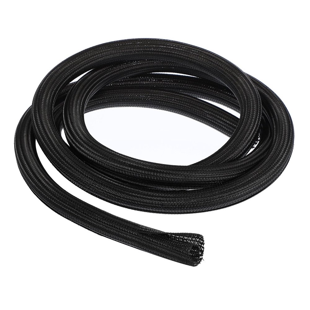 QUARKZMAN 10 ft x 1 in PET Expandable Braided Cable Sleeve, Flexible Cable Management and Protection, Black
