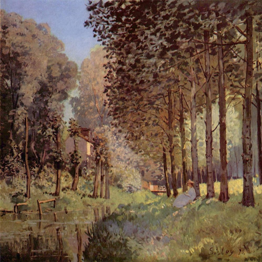 ZHAOSHAN Vintage Canvas Print, “The Rest Beside a Stream” by Alfred, Abstract Wall Art for Home and Office, 60 x 90 cm
