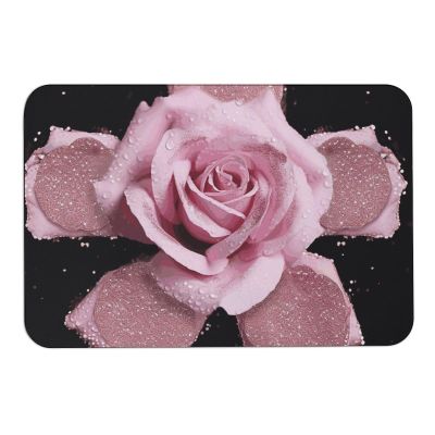 HJKBCV Glitter Rose Diatomaceous Earth Bath Mat, Quick-Drying Non-Slip Stone Shower Mat