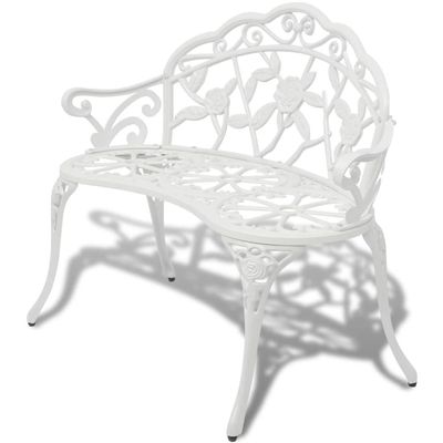 WKIEQACO 100 cm Outdoor Garden Bench, Cast Aluminum, White