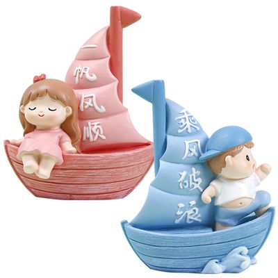 Ciieeo Resin Sailboat Ornament for Bedroom and Car