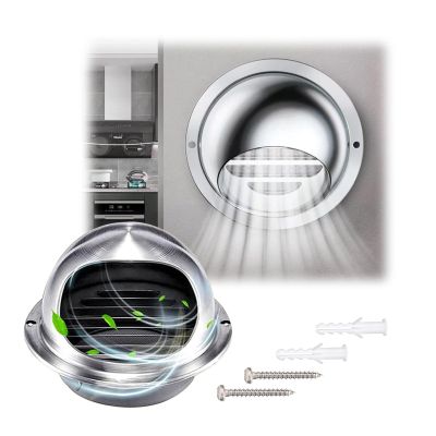 201 Stainless Steel Round Vent Cover, 60–200 mm, with Insect Screen and Rain Hood