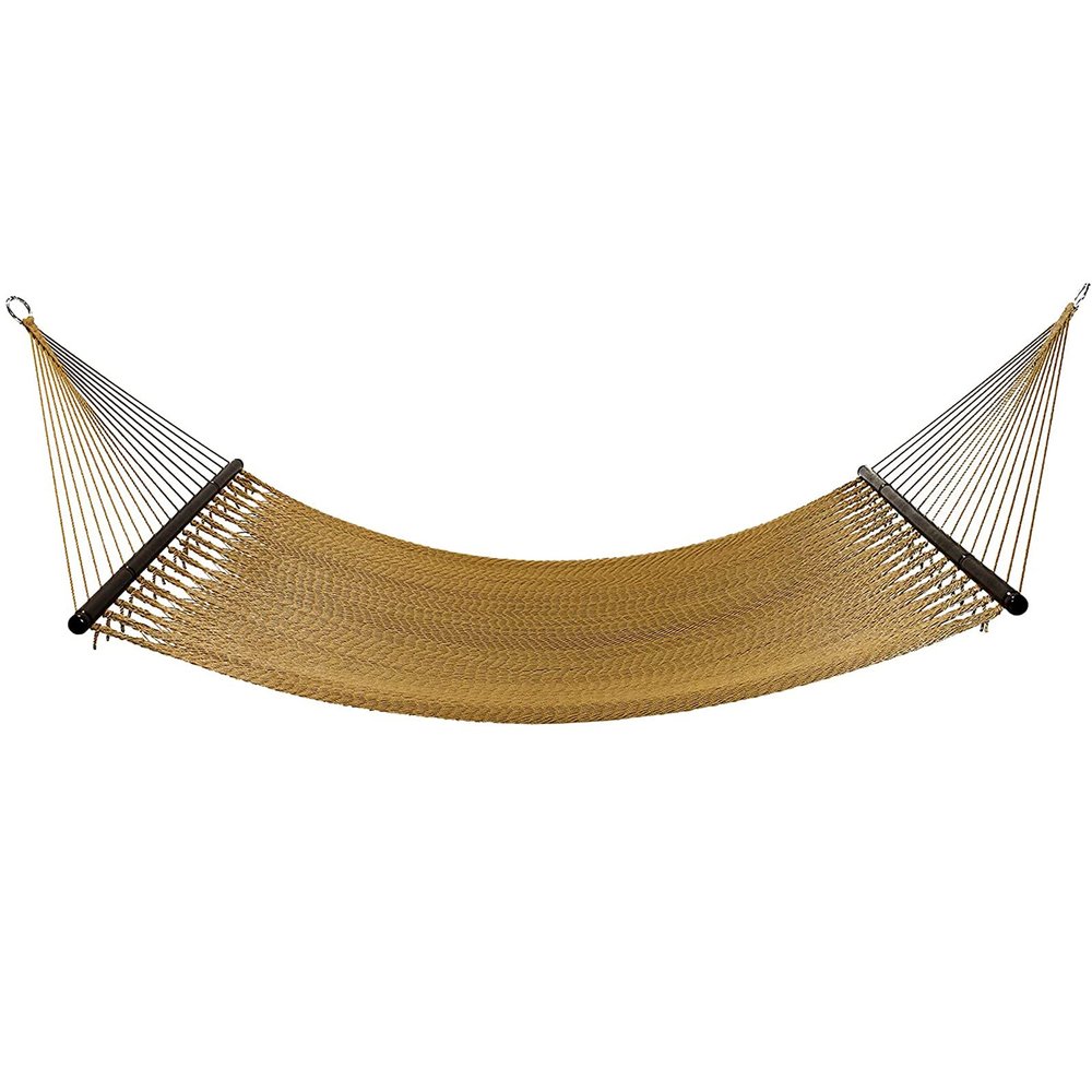 Double-Wide 3 m Polyester Rope Hammock with Spreader Bars, 2-Person, 130 cm Wide