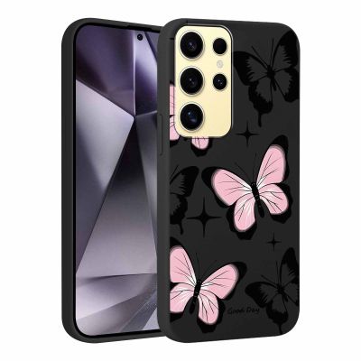 Phoona Case for Samsung Galaxy S24 Ultra 5G, 6.8-Inch, Black Butterfly Design