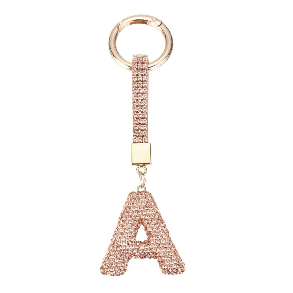 QUARKZMAN Gold Glitter Rhinestone Initial Hanging Charm