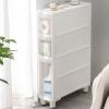 Slim Vertical Storage Tower with 4 Transparent Drawers and Wheels, 14 cm/22 cm Wide view 1