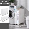 Slim Vertical Storage Tower with 4 Transparent Drawers and Wheels, 14 cm/22 cm Wide view 2