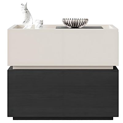 YQMHEZ 2-Drawer Nightstand, Wax White + Black Oak