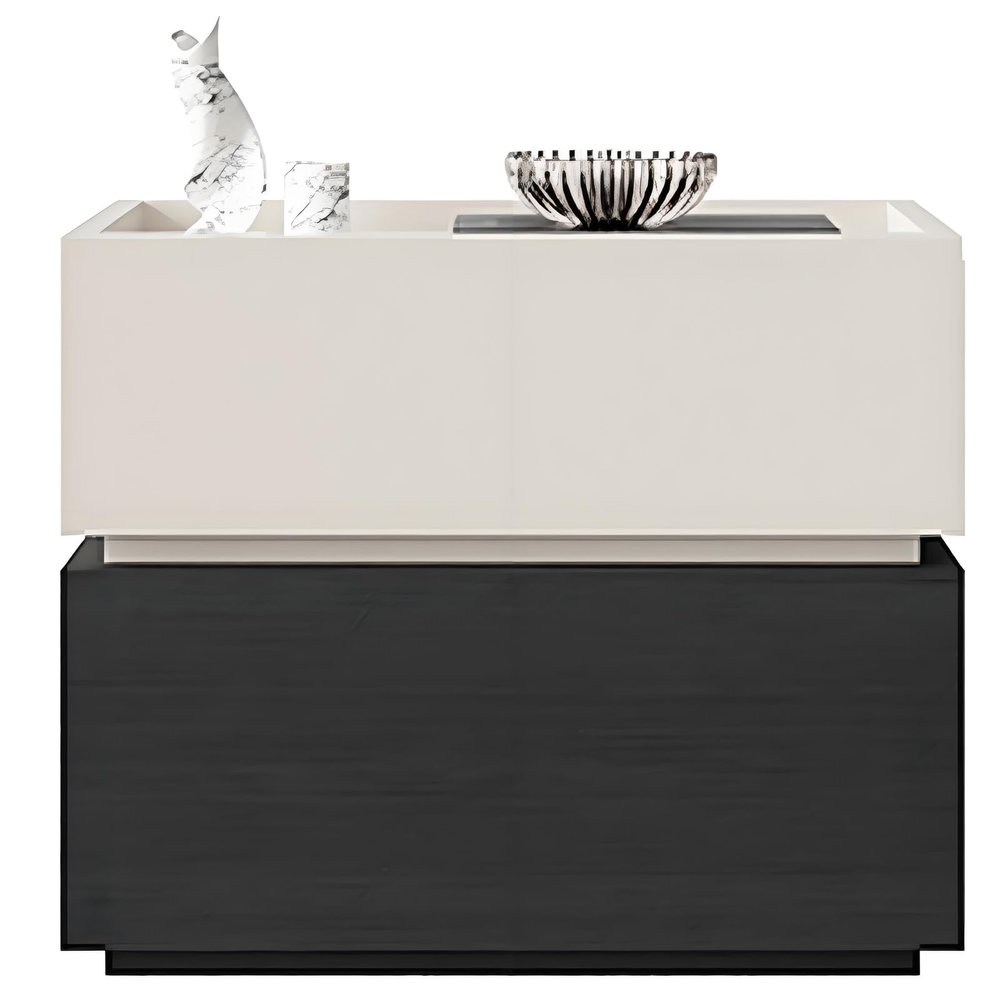 YQMHEZ 2-Drawer Nightstand, Wax White + Black Oak
